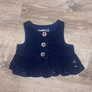 Navy Blue Eyelet Tank with Star Buttons 12 Months